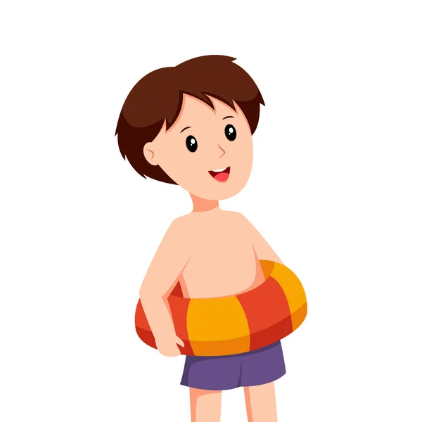 stock vector Little Boy with Swimming Float Character Design Illustration