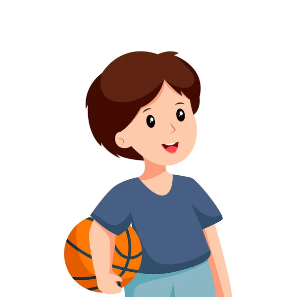 Kleiner Junge Mit Basketballcharakterdesign Illustration — Stockvektor