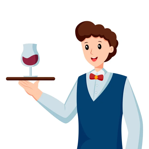 Waiters Profession Character Design Illustration — Stock Vector