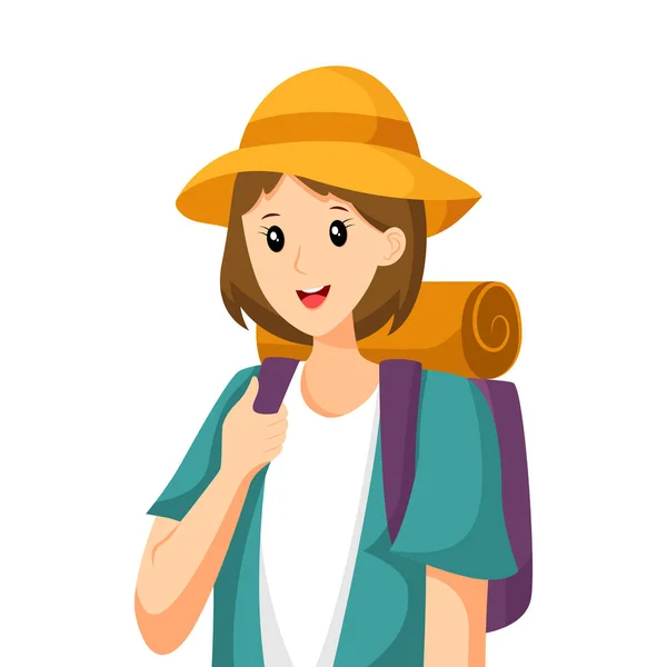 stock vector Girl Traveling Character Design Illustration