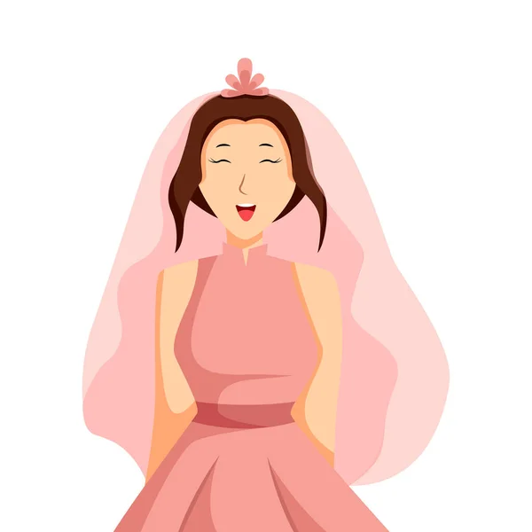 Szczęśliwa Dziewczyna Wedding Character Design Illustration — Wektor stockowy