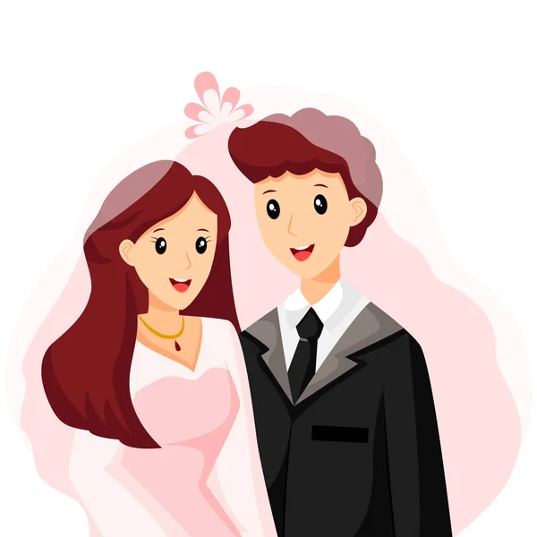 男孩和女孩婚礼角色设计说明 — 图库矢量图片