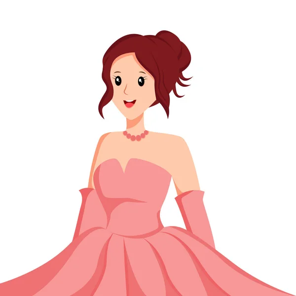 粉红服装设计中的漂亮新娘 — 图库矢量图片