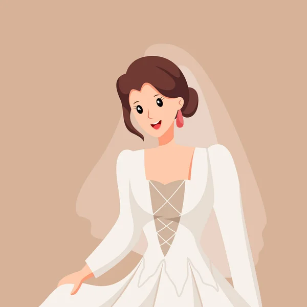 Düğün Karakteri Tasarım Llüstrasyonunda Mutlu Gelinler — Stok Vektör