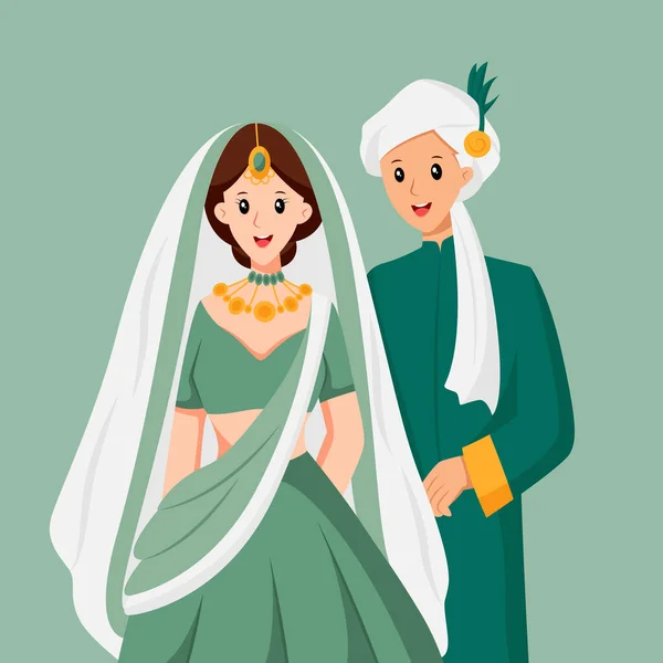 Ινδική Εικονογράφηση Χαρακτήρα Γάμου — Διανυσματικό Αρχείο