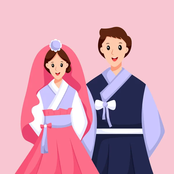 韩国婚礼人物设计说明 — 图库矢量图片