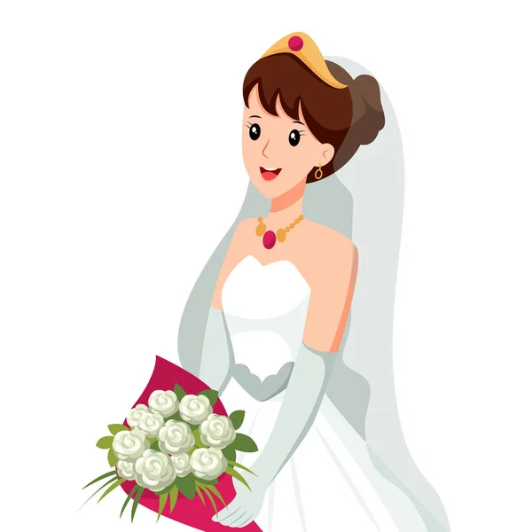 Inggris Pretty Bride Wedding Character Design Illustration - Stok Vektor