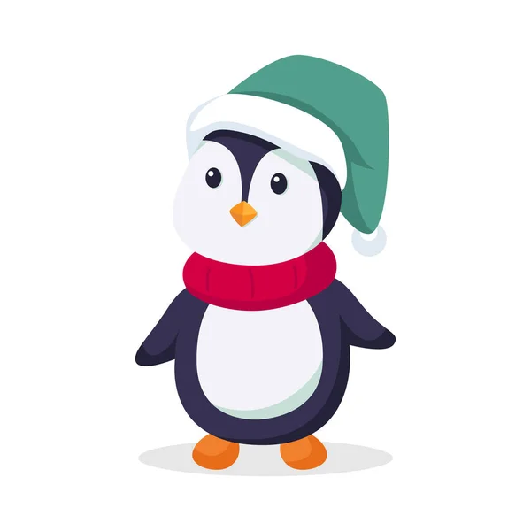 Lindo Invierno Pingüino Carácter Diseño Ilustración — Archivo Imágenes Vectoriales