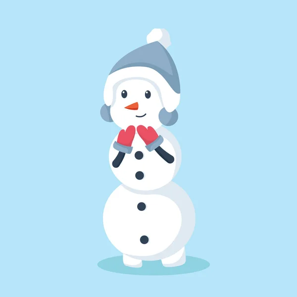 Leuke Winter Snowman Karakter Ontwerp Illustratie — Stockvector