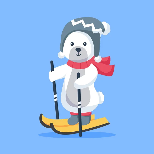 冬季角色设计图解中可爱的北极熊 — 图库矢量图片