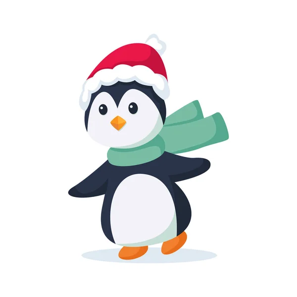 Mooie Pinguïn Bij Winter Character Design Illustratie — Stockvector