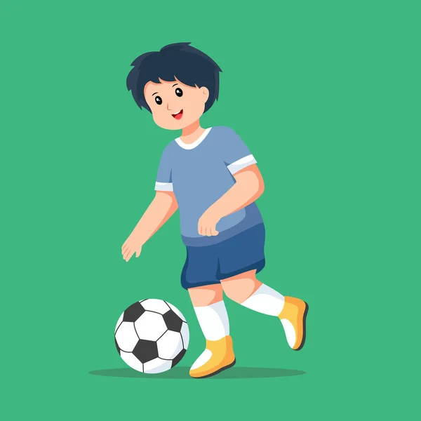 Cute Boy Football Player Character Design Illustration — Stock Vector