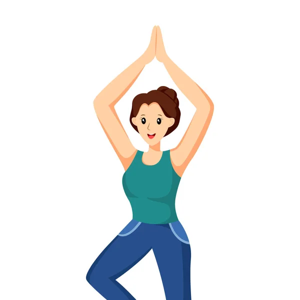 Ilustración Diseño Caracteres Mujer Yoga — Vector de stock