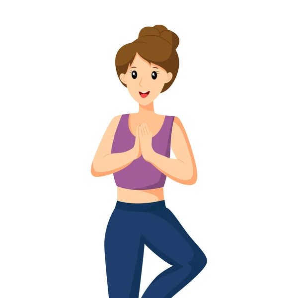 Ilustración Diseño Personajes Yoga Girl — Vector de stock