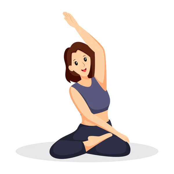 Yoga Yapan Kız Karakter Tasarımı Çizimi — Stok Vektör