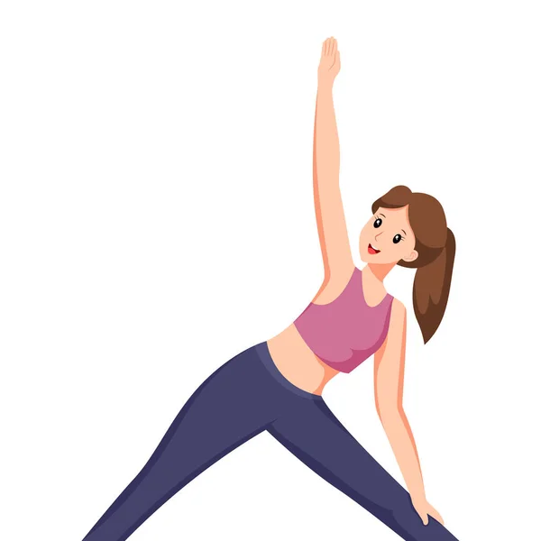 Mujer Yoga Posiciones Diseño Carácter Ilustración — Vector de stock