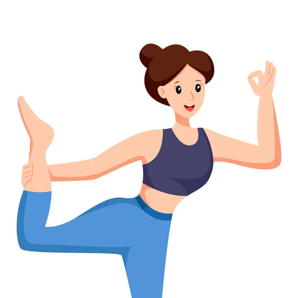 Frau Yoga Pose Character Design Illustration — Stockvektor