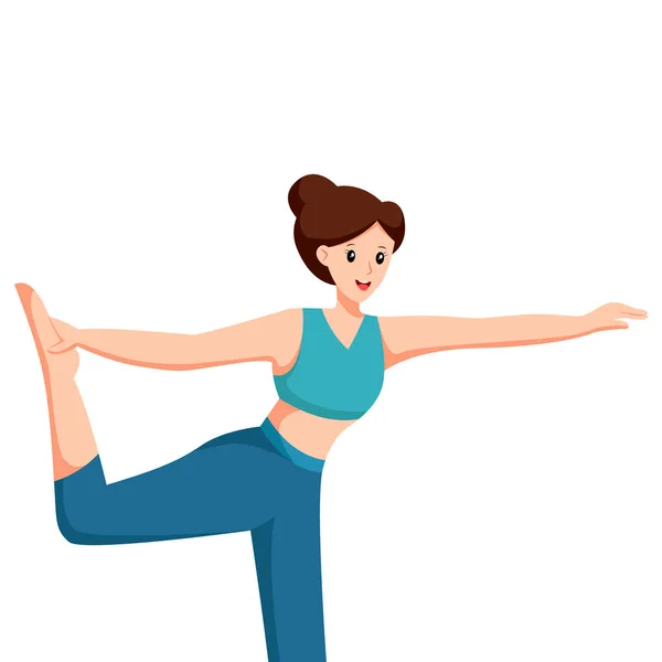 Mulher Praticando Yoga Character Design Ilustração — Vetor de Stock