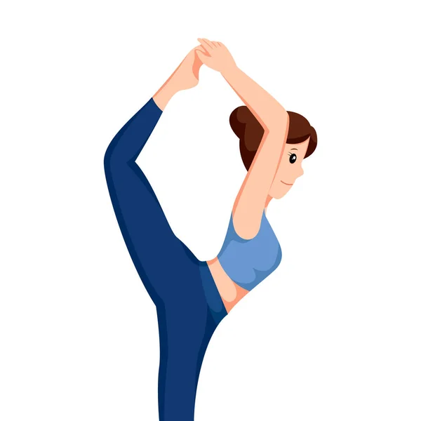 Junges Mädchen Yoga Pose Charakterzeichnung Illustration — Stockvektor
