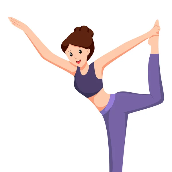 Donna Yoga Posa Personaggio Design Illustrazione — Vettoriale Stock