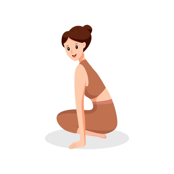 Jovem Mulher Yoga Pose Character Design Ilustração — Vetor de Stock