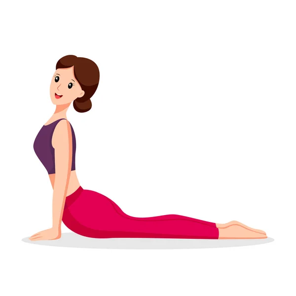 Jovem Mulher Yoga Posição Personagem Design Ilustração — Vetor de Stock