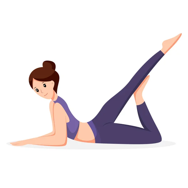 Симпатичная Девушка Yoga Pose Иллюстрация Характера — стоковый вектор