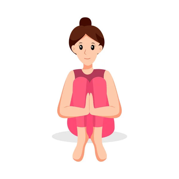 Nettes Mädchen Yoga Pose Character Design Illustration — Stockvektor