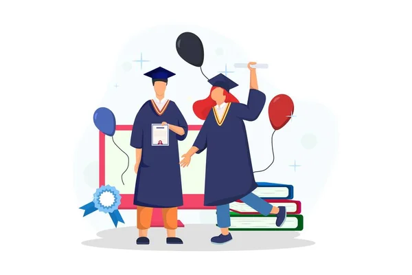 Graduation Flat Illustration Ontwerp — Stockvector