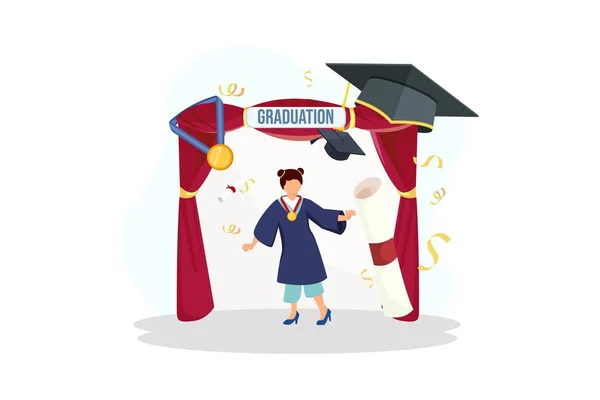 Graduation Flat Illustration Ontwerp — Stockvector