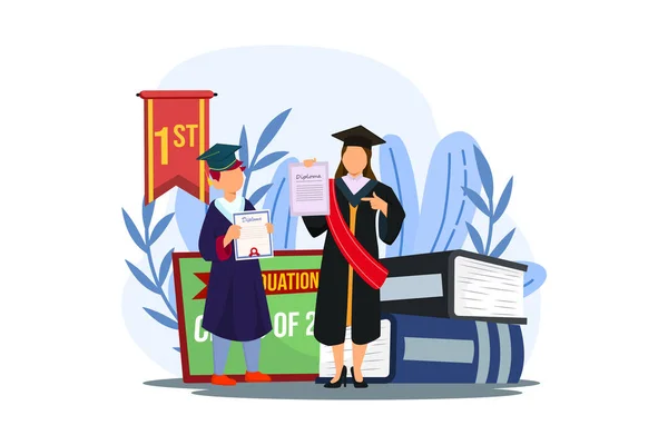 Graduation Flat Illustration Design — Stock Vector