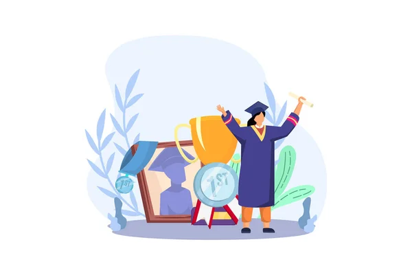 Graduation Flat Illustration Design — Stock Vector