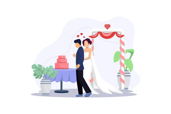 Design Ilustração Plana Casamento —  Vetores de Stock
