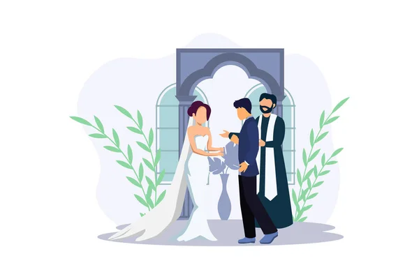 Весілля Плоский Ілюстрація Дизайн — стоковий вектор