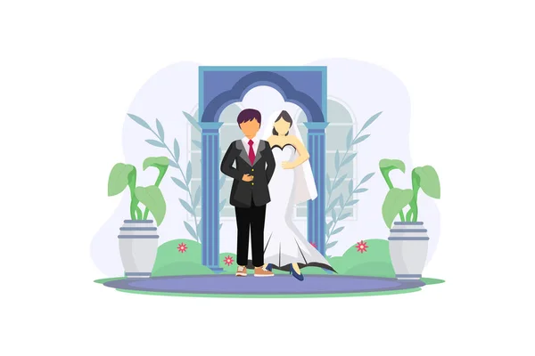 Wedding Flat Illustration Design — Stock Vector
