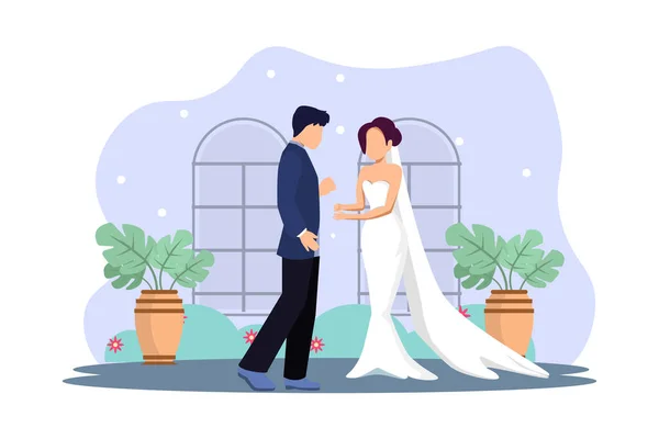 Svatební Ploché Ilustrace Design — Stockový vektor