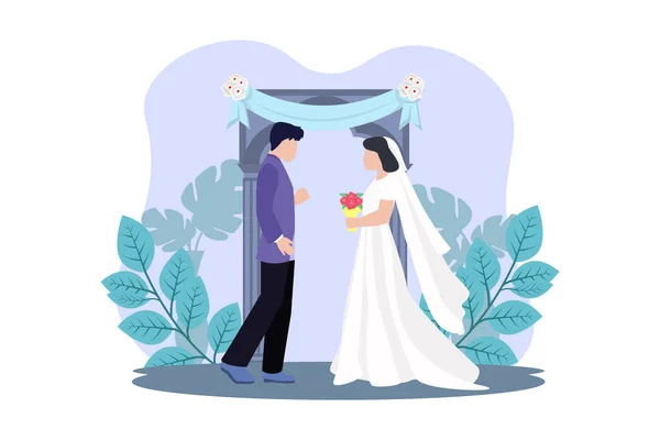 Wedding Flat Illustrazione Design — Vettoriale Stock