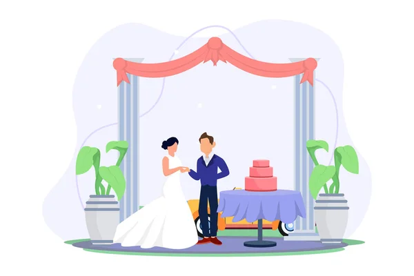 Hochzeitsflach Illustration Design — Stockvektor