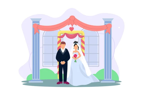 Svatební Ploché Ilustrace Design — Stockový vektor