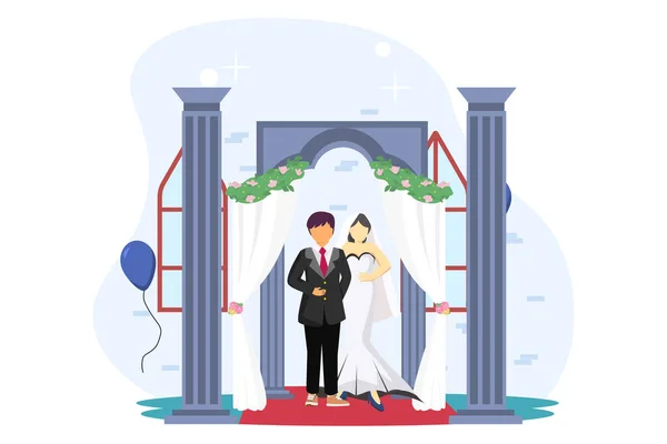 Esküvői Flat Illusztráció Design — Stock Vector