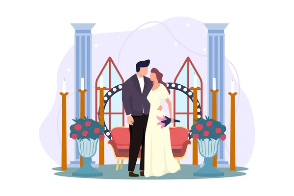 Wedding Flat Illustrazione Design — Vettoriale Stock