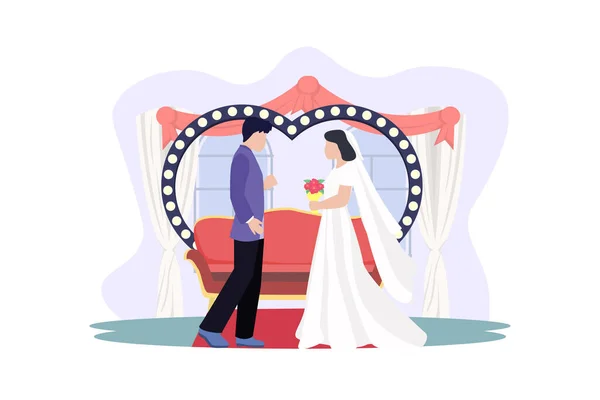 Wedding Flat Illustrazione Design — Vettoriale Stock