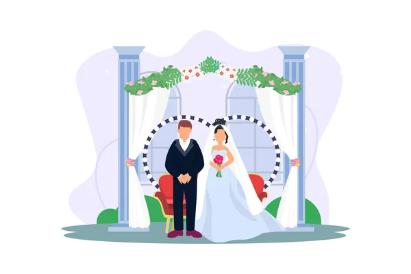 Bruiloft Vlakke Illustratie Ontwerp — Stockvector