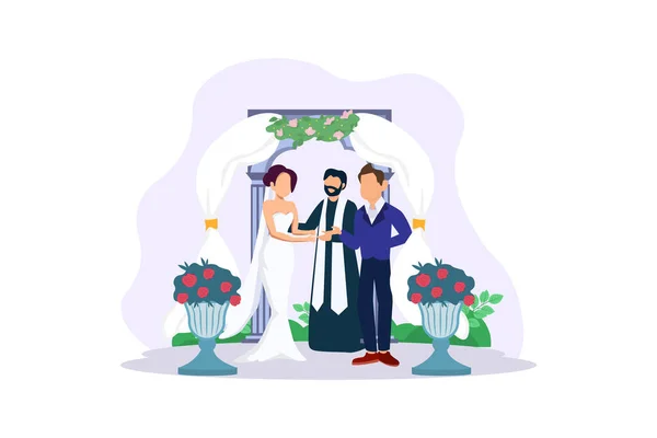 Wedding Flat Illustrazione Design — Vettoriale Stock