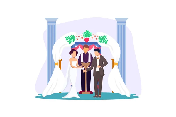 Σχεδιασμός Επίπεδης Εικονογράφησης Γάμου — Διανυσματικό Αρχείο