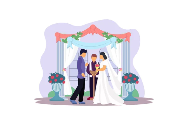 Σχεδιασμός Επίπεδης Εικονογράφησης Γάμου — Διανυσματικό Αρχείο