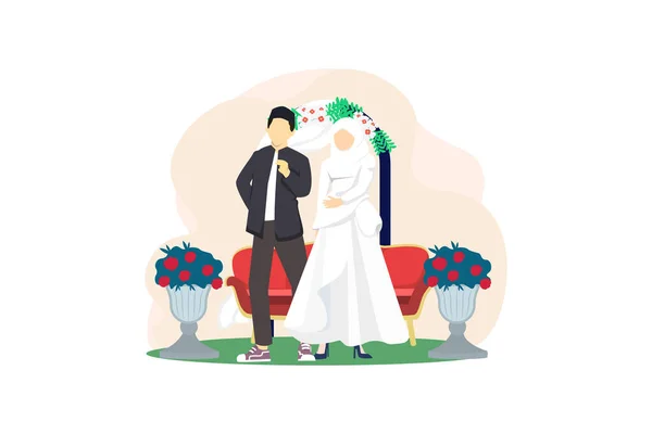 Desain Ilustrasi Datar Pernikahan - Stok Vektor