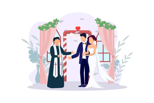 Весілля Плоский Ілюстрація Дизайн — стоковий вектор
