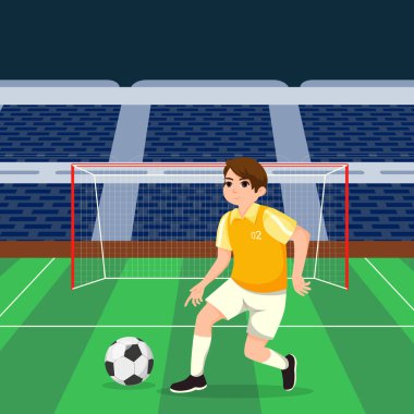 Futbolcu Düz Tasarım Çizimi