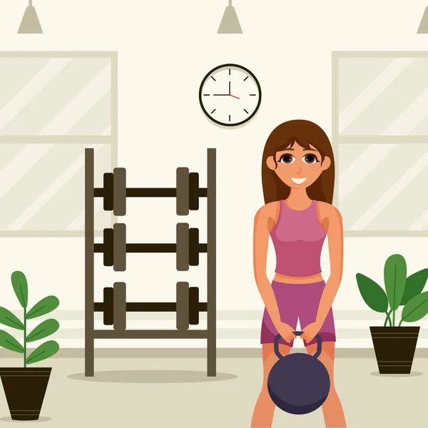 Workout Gym Flache Design Illustration — Stockvektor